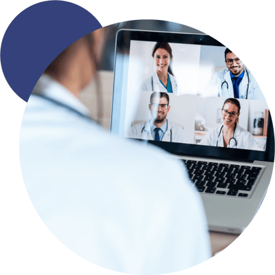 Clinicians on a computer